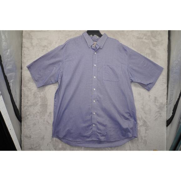 Duluth Trading Co Short Sleeve Button Down Shirt Blue Chambray 2XLT Cotton - Picture 2 of 5